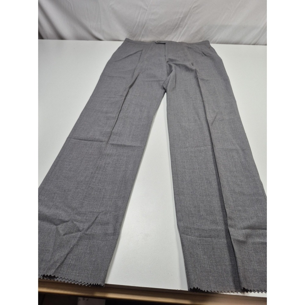 Sansabelt Dress Pants Mens 38x36 Gray Wool Pleated Unhemmed FLAW MARK